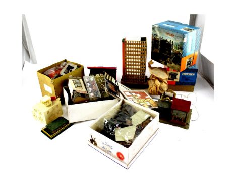 A large quantity of railway and other related model buildings and accessories to include, a boxed Vollmer gas castle or gasom