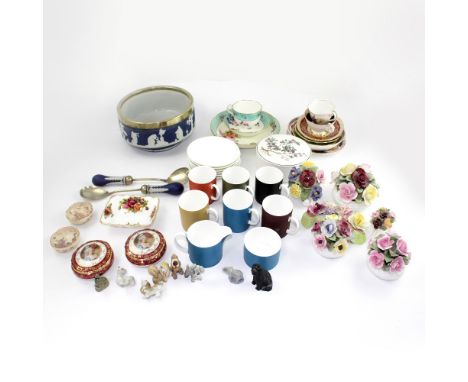 An early 19th century Derby plate, matching cup and saucer, hand-painted with floral decoration, turquoise rim and gilt-heigh