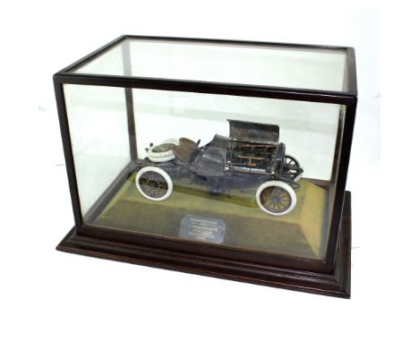 A hand built scale model of a six cylinder SPA, length approx 35cm, in glazed mahogany case,  made entirely by George Masters