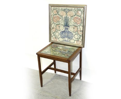 An early 20th century brass-framed leaded glass fire screen with central shield-shaped cartouche decorated with painted parro