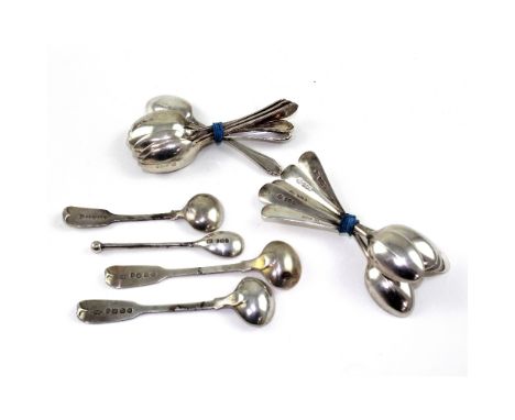Various hallmarked silver tea and coffee spoons to include a set of eight and a set of five, a small George III ladle and a s