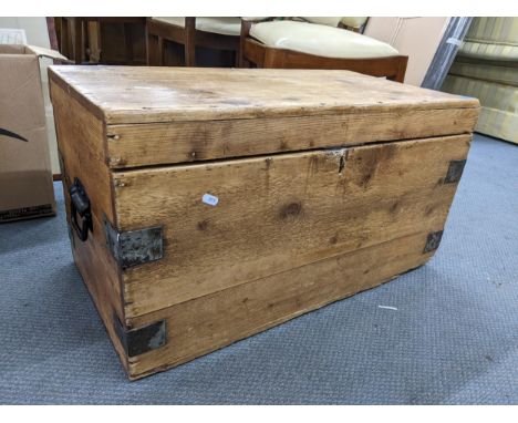 A 19th century pine twin handled trunk with twin carrying handles, 41cm h x 77cm wLocation: 