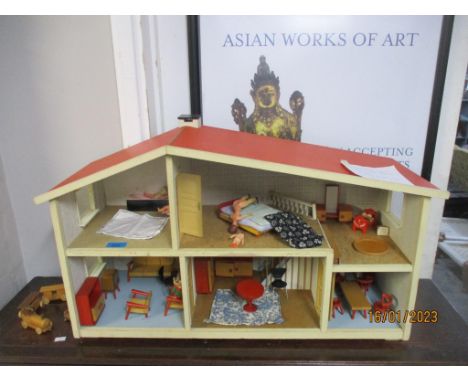 A Lundby, Swedish Gothenberg dolls house, circa 1970's, furnished with suites of mid-century style furniture, along with a to