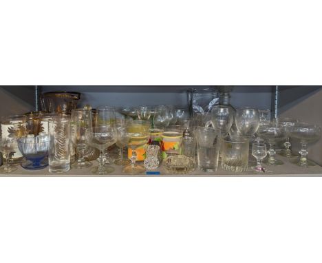 A mixed lot of glassware to include domestic glass, glasses, decanter, lemonade set, along with a vase and other items Locati