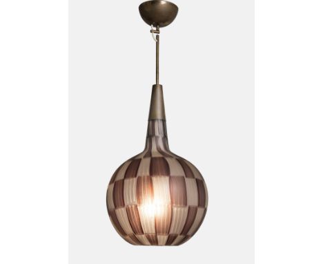 Tea MorosatiCeiling light, circa 1964Coloured glass, brass.67 cm drop, 39 cm diameterProduced by Barovier &amp; Toso, Murano,
