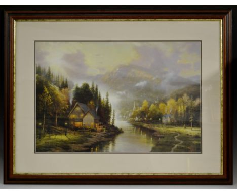 Thomas Kinkade, after, Simpler Times I, offset lithograph in colour, 1995, Park West limited edition, 46cm x 68cm, certificat