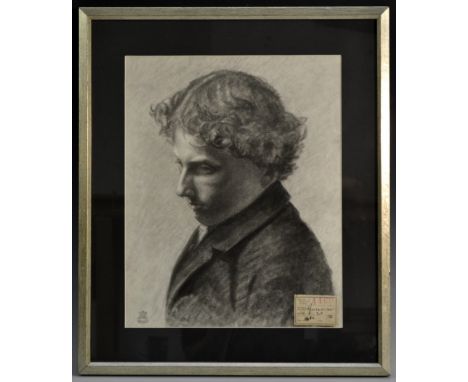 A** Gunniss (early 20th century)Portrait of a Young Manclass label, charcoal,  41cm x 30cm