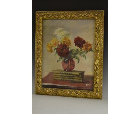 William Carter (early 20th century)Still Life, Marigold in a Vase, on Art Bookssigned, oil on canvas, 44cm x 34cm