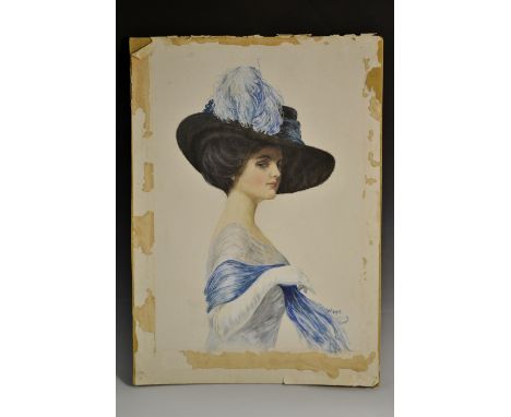 Winnie (early 20th century)Portrait of a Fashionable young Ladysigned, watercolour, 47cm x 33cm, unframed