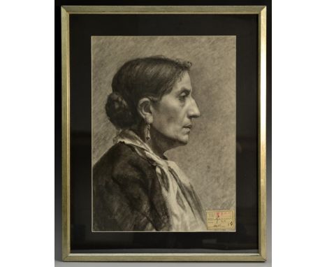 Gunniss (British, mid 20th century)Portrait of a Romany Ladypencil on paper, 42cm x 31cm, framed