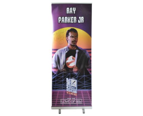 Ray Parker Jr - Ghostbusters - autographed Monopoly Events banner from the ' For The Love Of 80's ' event. The banner depicti