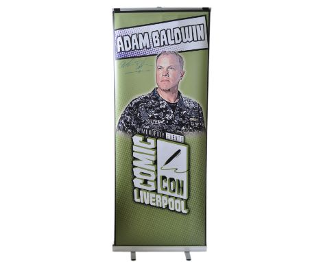 Adam Baldwin - Firefly, Chuck, The X Files, etc - autographed Monopoly Events banner from the ' Liverpool Comic Con ' event. 