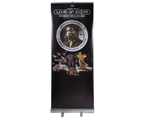 Herbert Jefferson Jr - Battlestar Galactica&nbsp; autographed Monopoly Events banner from ' For The Love Of Sci Fi ' event. T