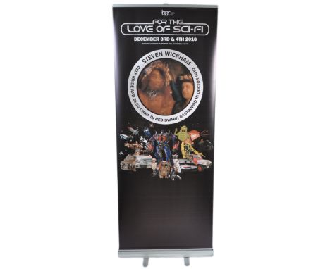 Steven Wickham - Doctor Who, Red Dwarf, etc - autographed Monopoly Events banner from ' For The Love Of Sci Fi ' event. The b