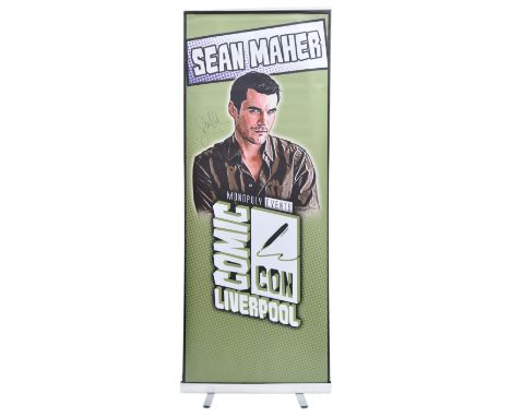 Sean Maher - Firefly, Serenity etc - autographed Monopoly Events banner from the 'Liverpool Comic Con' event. The banner depi
