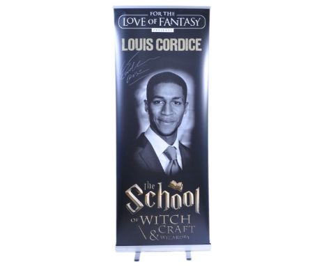 Louis Cordice - Slytherin student Blaise Zabini in Harry Potter etc - autographed Monopoly Events banner from a ' For The Lov