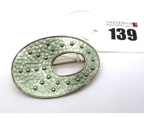 Oystein Balle; A Norwegian Enamel Brooch, highlighted in pale green, stamped "Balle 925S". 