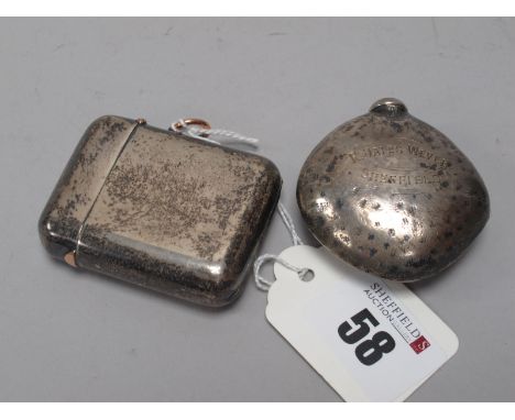 A Hallmarked Silver Vesta Case, M&amp;Co, Chster 1903, of plain rounded rectangular form, monogrammed (60grams); Together wit