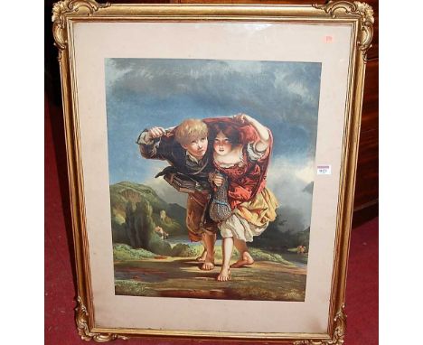 R. Cavin - Returning home, late Victorian chromo-lithograph, 59 x 48cm
