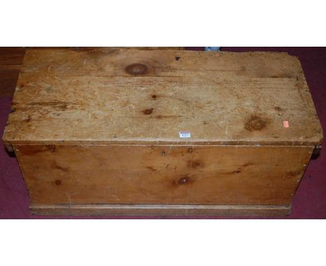 A Victorian pine hinge topped tool chest, w.94cm