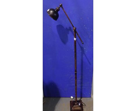 Painted metal Anglepoise style floor lamp on a tiered square base, extended H: 164 cm. Not available for in-house P&amp;P 