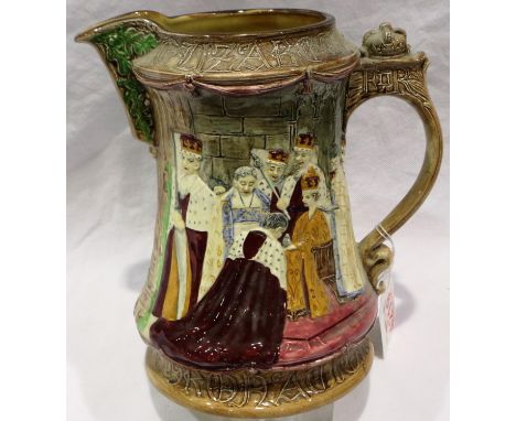 Burleigh Ware Coronation jug 1953, H: 20 cm, no chips or cracks. P&amp;P Group 2 (£18+VAT for the first lot and £3+VAT for su