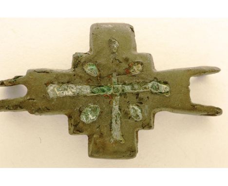 Crusades pilgrim cross talisman, some enamel intact. P&amp;P Group 0 (£5+VAT for the first lot and £1+VAT for subsequent lots