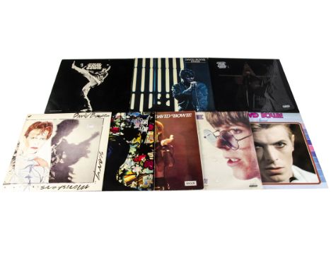David Bowie LPs, eight albums comprising Blackstar (in opened shrinkwrap), Stage (Double - Both records have Factory Sample s