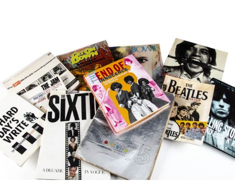 Music Books, eleven books comprising Get On Down, David Bailey's Rock &amp; Roll Heroes, A Hard Day's Write, The End Of Innoc