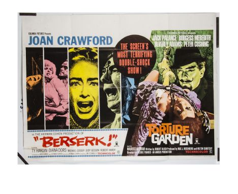 Berserk / Torture Garden UK Quad Poster,  Amicus double bill with Berserk starring Joan Crawford and Torture Garden starring 