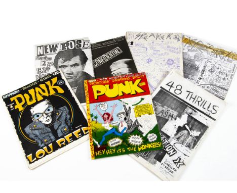 Punk Fanzines, Eight Punk Fanzines comprising six UK: 48 Thrills Issue 2 1977, New Pose Issue 2 1977, Confidential Summer 197