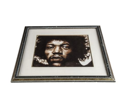 Jimi Hendrix / Bob Dylan Prints a sepia style facial print of each individual artist (54cm x 65cm approx) both framed and gla