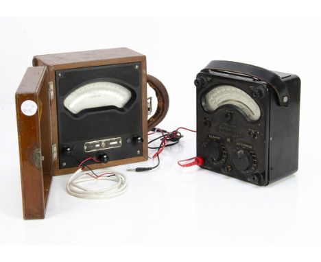 Meters, Universal Avometer Model 8 Mk III together with a Sangamo Weston Ltd voltmeter model E45 No - 342E, good condition- b
