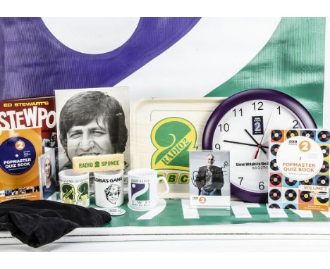 Radio Two Memorabilia, mixed memorabilia including Steve Wright in the Afternoon clock, a Johnnie Walker CD and signed card, 