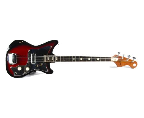 Kawai Bass Guitar, Vintage Kawai Electric Bass,  Japanese manufactured in Red-Burst, no model number, a little wear in places