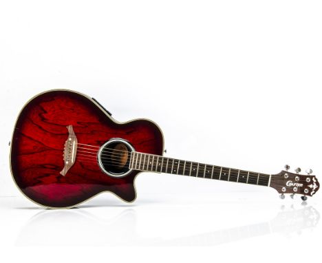Crafter Guitar, a Crafter semi-acoustic guitar model - FX550EQ (black bowl back not wood &amp; red burst top)  S/N 01012427 v
