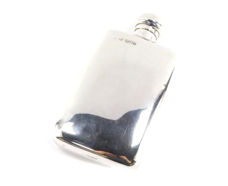 A George V silver hip flask, with hinged screw lid, London 1914, 7.14oz.