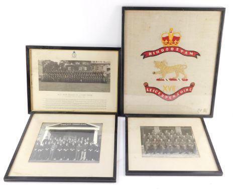 Military pictures, to include RAF Staff College., Leicestershire Regiment tapestry, etc. (a quantity)