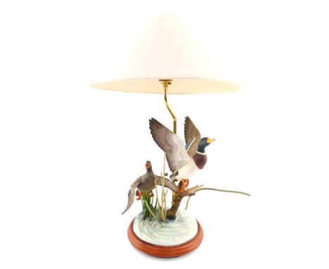 A Border Fine Arts Studio Mallard's table lamp, A2326, with shade,  52cm high.