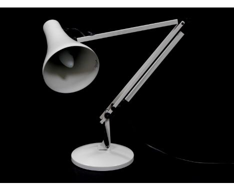 An anglepoise white table lamp, bears label.