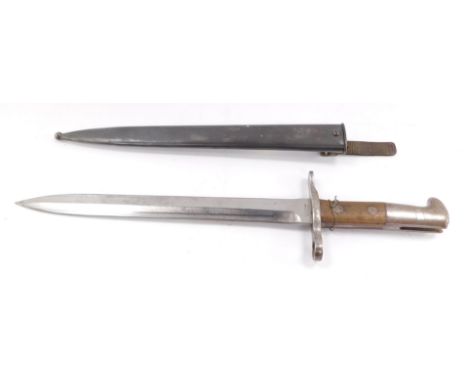 An Elsener Schwyz Swiss Army M1918 bayonet, with scabbard, No 973461, 45cm wide.