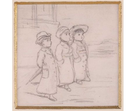 Kate Greenaway (1846-1901), 'Two Little Boys in Blue', pencil sketch, 7.5 cm x 7.2 cm framed and glazed.Chris Beetles Ltd gal