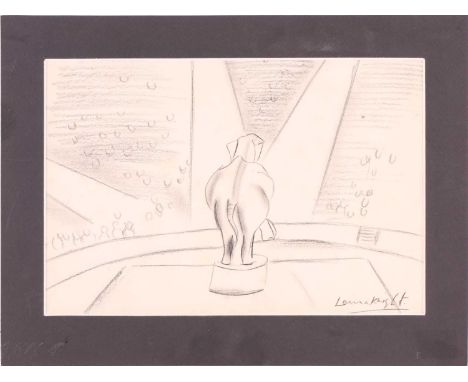 Dame Laura Knight DBE RA (1877 - 1970), Circus elephant, pencil sketch, signed, laid onto board,19.5cm x 28.5cm