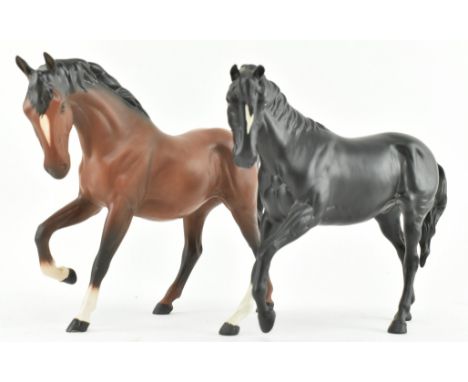 Royal Doulton &amp; Beswick - two mid century ceramic horse figurines. The lot comprising a black horse figurine by Beswick a
