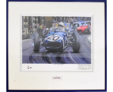 Formula One - Nicholas Watts (British b.1947) - 'Duel At The Station' - original acrylic on board painting of Stirling Moss -