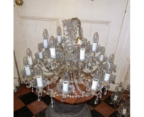 1 x 18  light 20c Chandelier may be one or two missing drops.A moulded glass 18  light electrolier, late 20th century in Rege