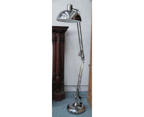 ANGLEPOISE LAMP, floor standing in chromed metal finish, 175cm H.