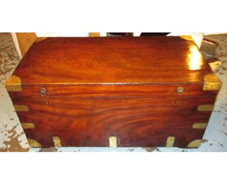 TRUNK, 19th century Anglo Colonial camphorwood and brass bound with rising lid, 109cm x 56cm x 52cm H.