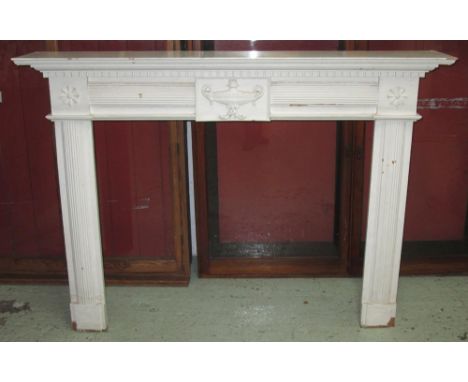 FIRE SURROUND, Neo Classical style white painted, 115cm H x 161cm x 28cm. (with faults)