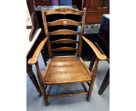 19TH CENTURY BEECH LADDER BACK CHAIR